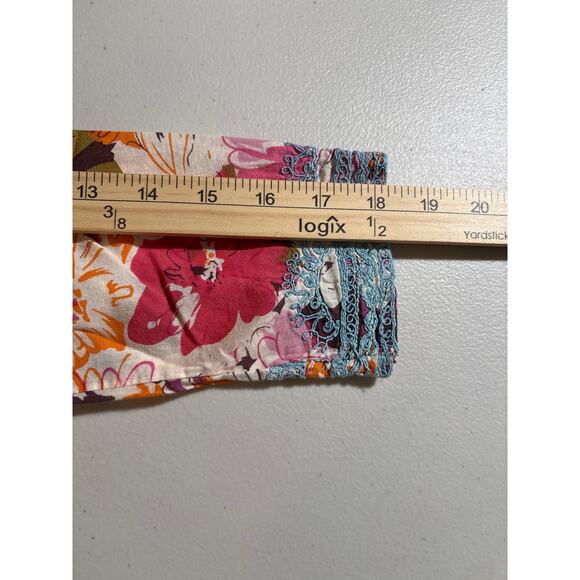 Sundance Womens Medium Cotton Split Neck 3/4 Sleeve Embroidered Tunic Top Blouse - Picture 8 of 12